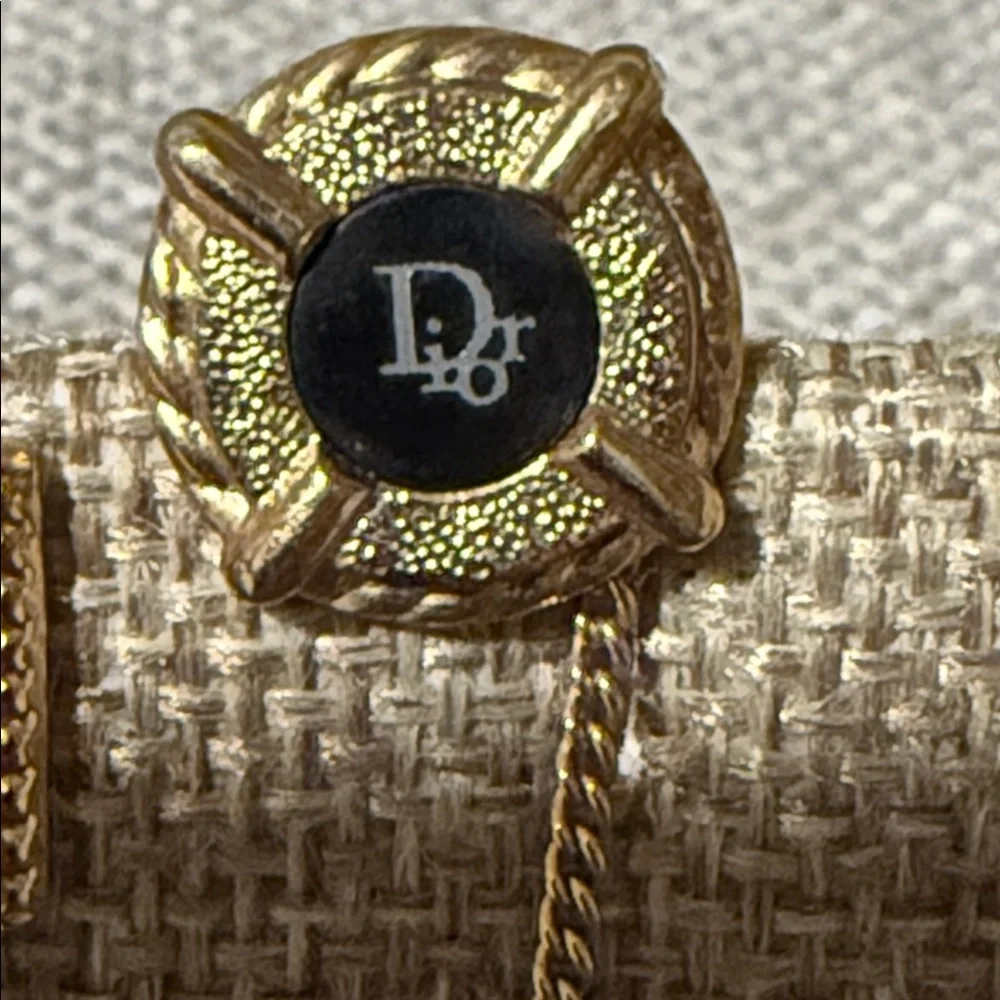 Dior Authentic Black and Gold Cufflinks with Tie Pin